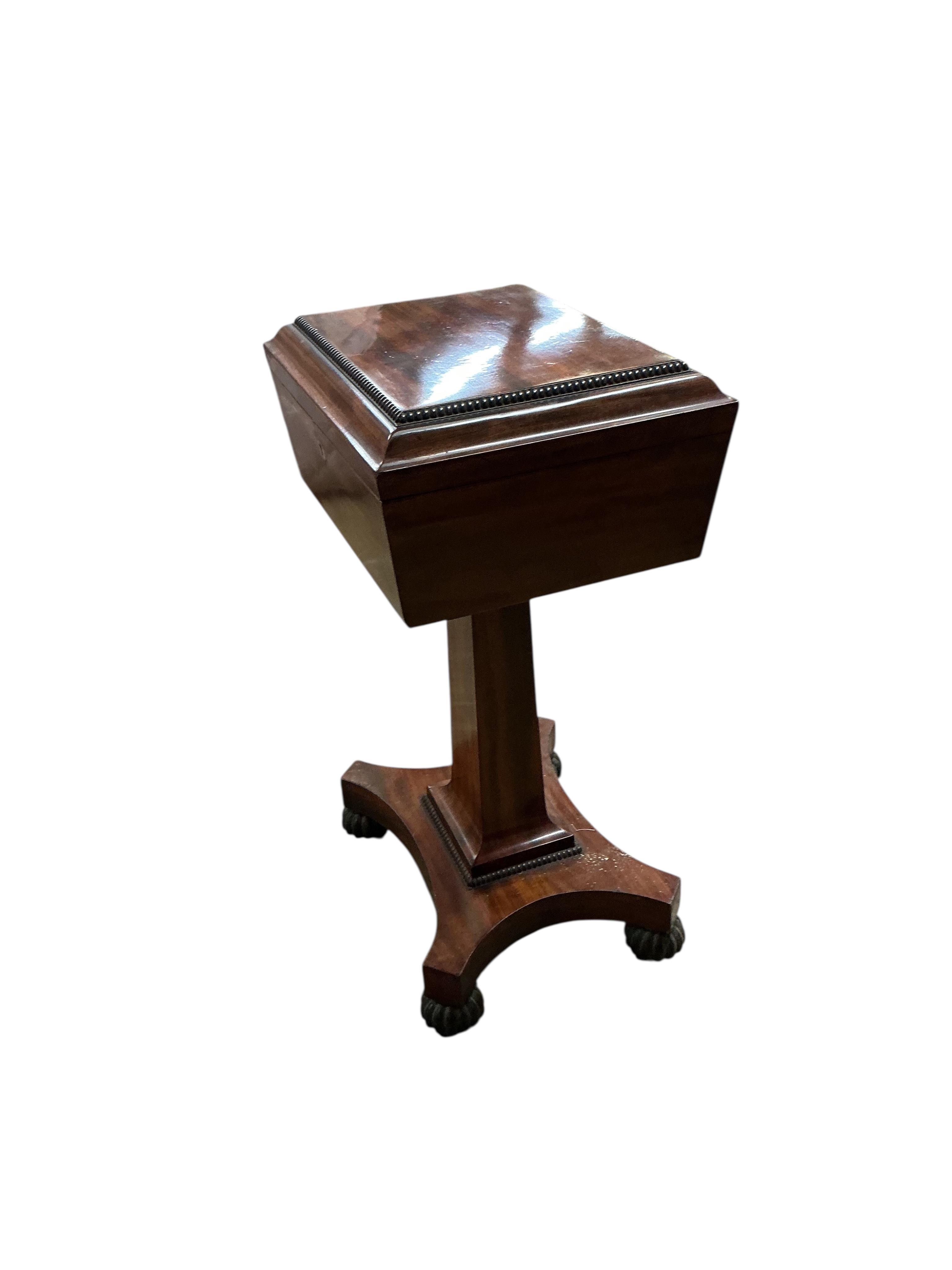A Regency mahogany teapoy, width 41cm, depth 33cm, height 73cm